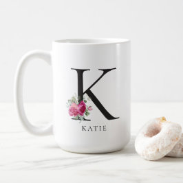 Anpassa den! Sweet Peonies Initial 15oz Mugg