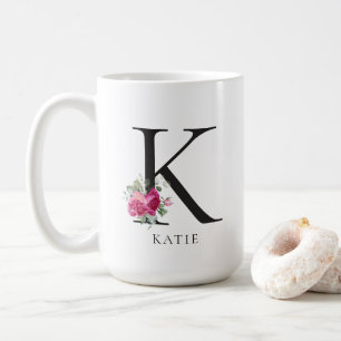Anpassa den! Sweet Peonies Initial 15oz Mugg