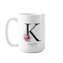 Anpassa den! Sweet Peonies Initial 15oz Mugg