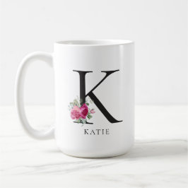 Anpassa den! Sweet Peonies Initial 15oz Mugg