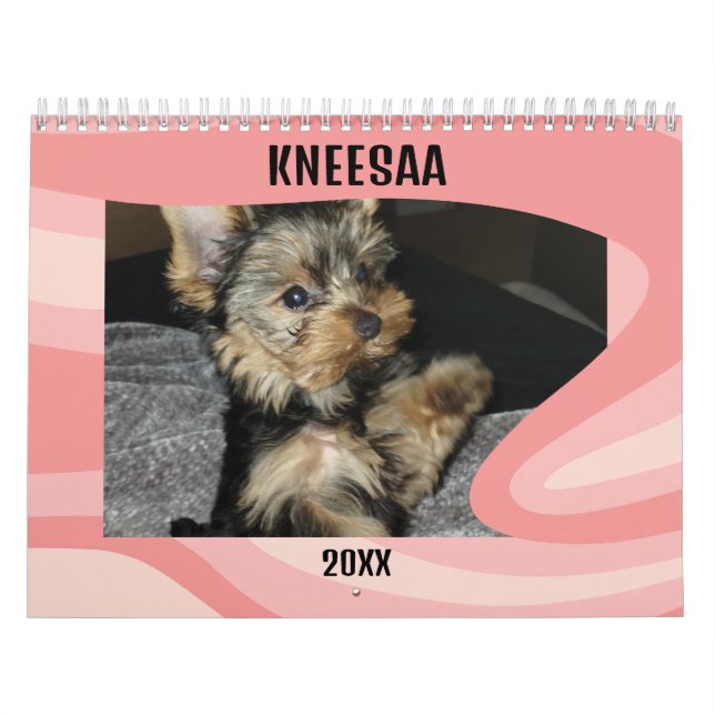 Anpassa den! Swirl-A-LiciousPet Photo Rosa Kalender (Omslag)