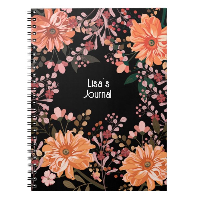 Anpassa den vackra bärbara Blommigten Journal Anteckningsbok (Framsidan)