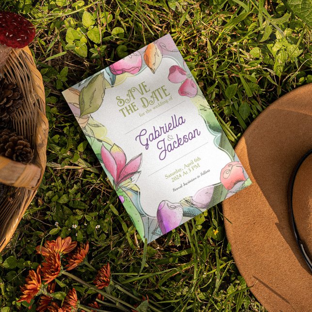 Anpassa den vackra vattenfärgens konturfärg spara datumet (Skapare uppladdad)