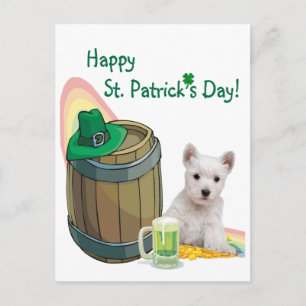 Anpassa den! Westie Puppy St. Patrick's Day Card Vykort