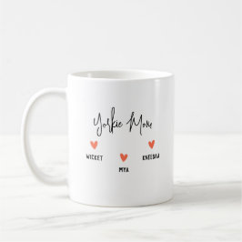 Anpassa den! Yorkie Mamma 3 Heart Namn Kaffemugg