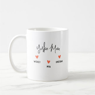 Anpassa den! Yorkie Mamma 3 Heart Namn Kaffemugg