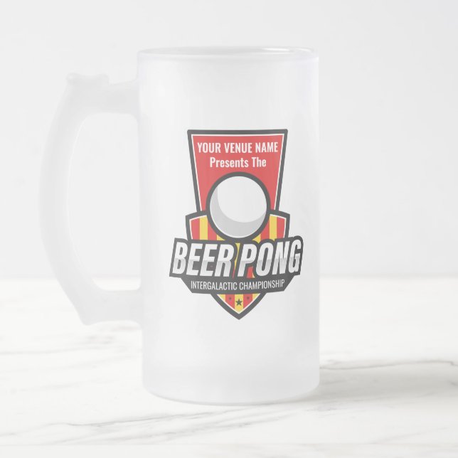 Anpassa Denna Beer Pong-logotyp Frostat Ölglas (Vänster)