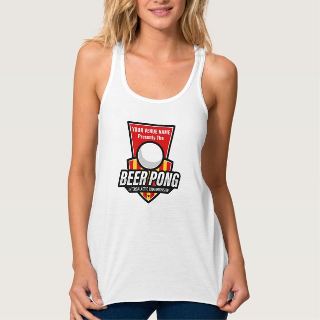 Anpassa Denna Beer Pong-logotyp Linne Med Racerback (Framsida)