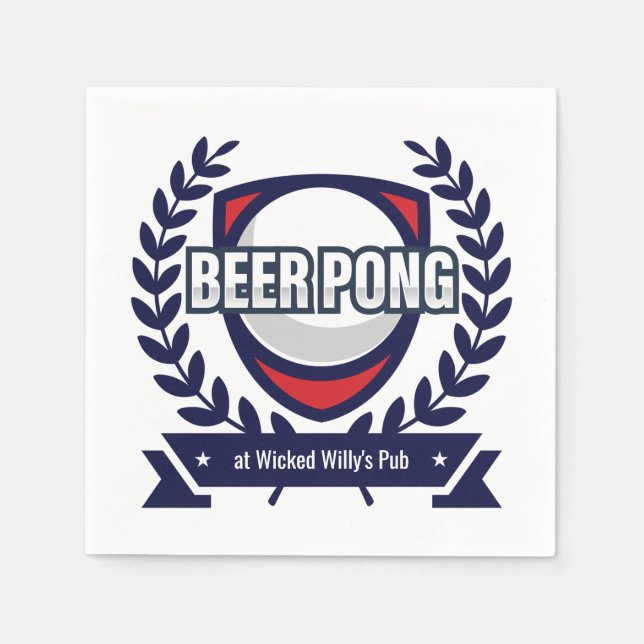 Anpassa Denna Beer Pong-logotyp Pappersservett (Framsidan)