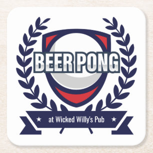 Anpassa Denna Beer Pong-logotyp Underlägg Papper Kvadrat