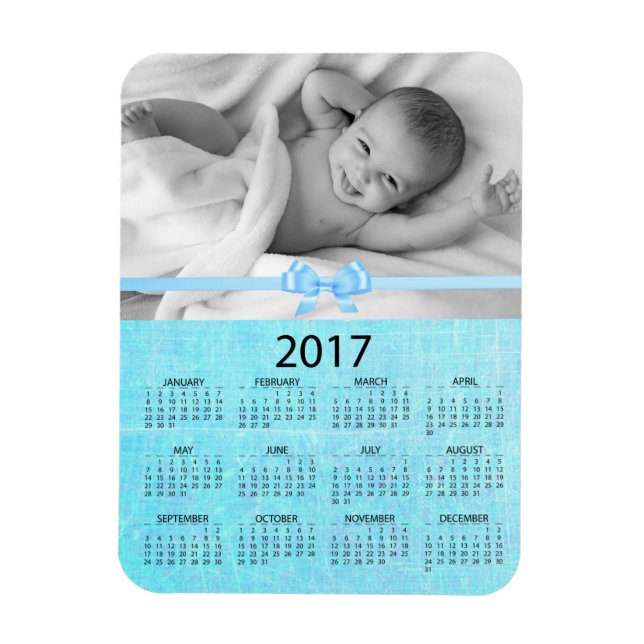Anpassa denna blå foto 2017 Mini Kalender Magnet (Vertikal)