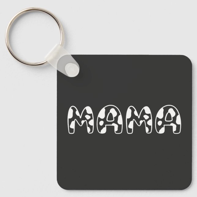 Anpassa denna design: Cow Mama födelsedag Nyckelring (Framsida)
