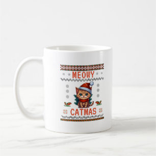 Anpassa denna design: Meowy Catmas Katt Jul  Kaffemugg