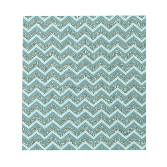 Anpassa denna Teal Glitter ZigZag Anteckningsblock (Framsida)