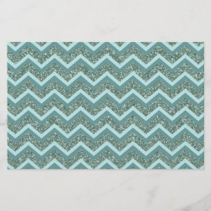 Anpassa denna Teal Glitter ZigZag Brevpapper