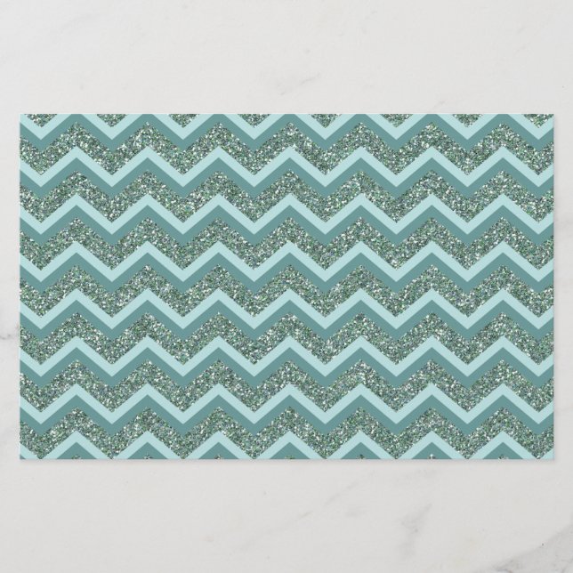 Anpassa denna Teal Glitter ZigZag Brevpapper (Framsida)