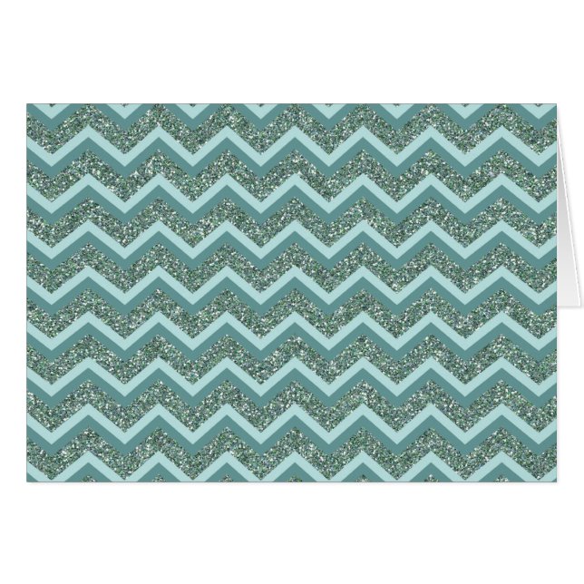 Anpassa denna Teal Glitter ZigZag Hälsningskort (Framsidan Horizontal)