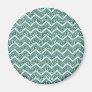 Anpassa denna Teal Glitter ZigZag Magnet