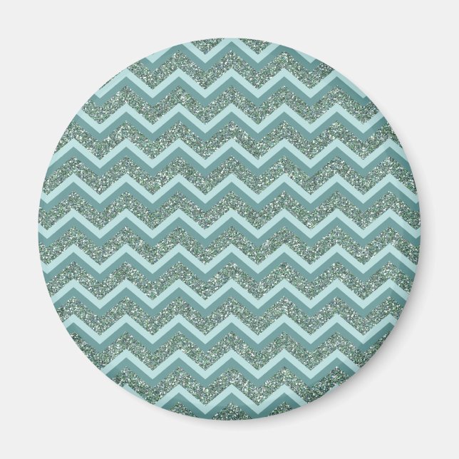 Anpassa denna Teal Glitter ZigZag Magnet (Framsidan)