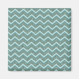 Anpassa denna Teal Glitter ZigZag Magnet