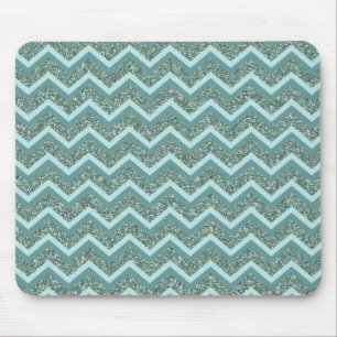 Anpassa denna Teal Glitter ZigZag Musmatta