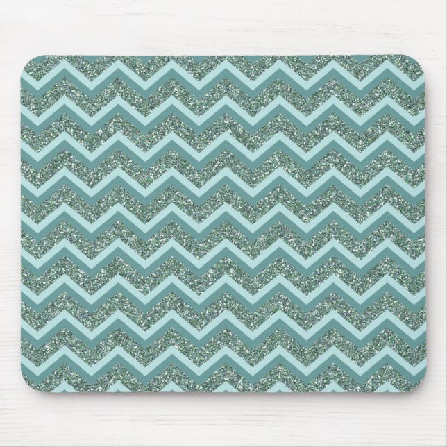 Anpassa denna Teal Glitter ZigZag Musmatta (Framsidan)