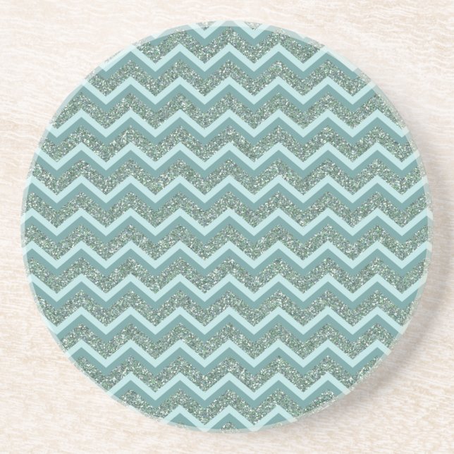Anpassa denna Teal Glitter ZigZag Underlägg (Framsidan)
