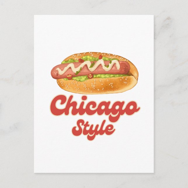 Anpassa design Chicago Stil Hett Hund Gift Hotdog Vykort (Framsida)