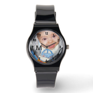 Anpassa det Ditt fotomonogram-svarta nummer Armbandsur