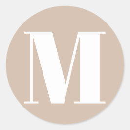 Anpassa det första monogramtalet beige beige tan w runt klistermärke