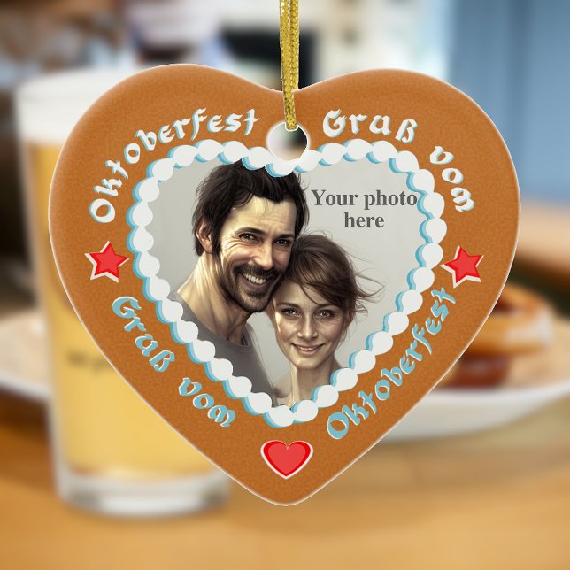 Anpassa det här tyska Stil-gingerbröd Heart Julgransprydnad Keramik (Skapare uppladdad)