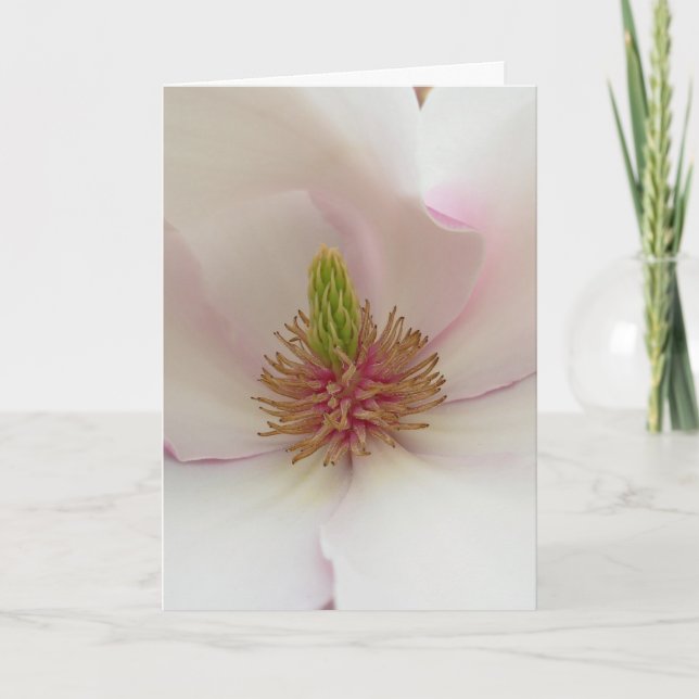 Anpassa det vita Blommarna för Magnolia Card Helgkort (Framsida)