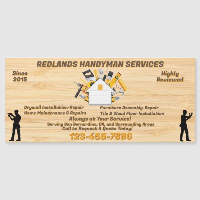 Anpassa detaljerad Handyman Business Advert Magnet (Framsida)