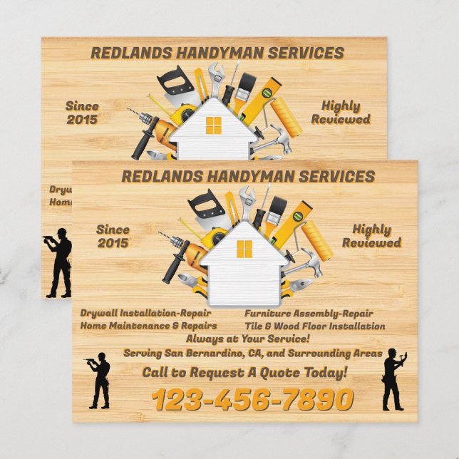 Anpassa detaljerad Handyman Business Advert Vykort (Fram/baksida)