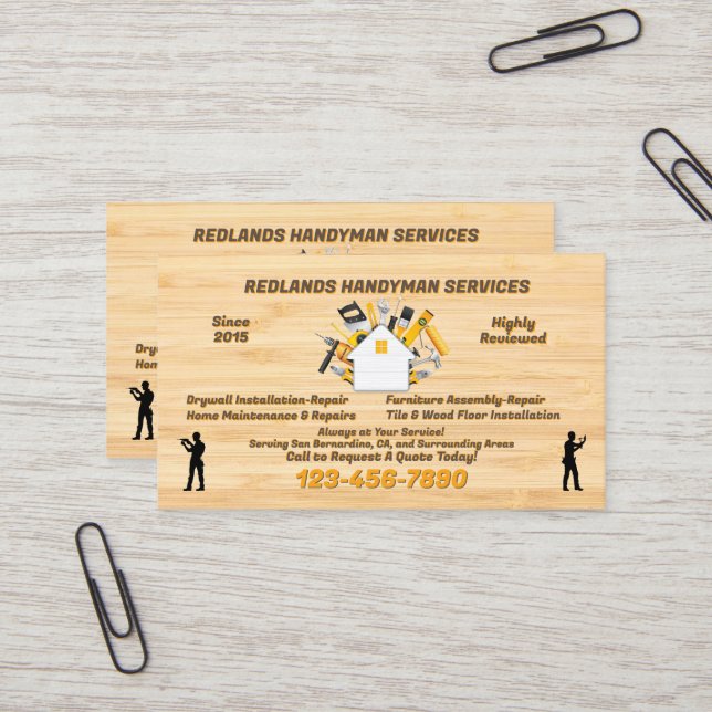 Anpassa Detaljerad Handyman-Promotion  Visitkort (Fram/Back In Situ)