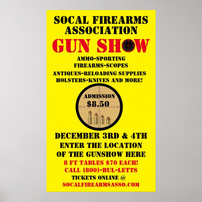 Anpassa detaljinformation om generisk Gun Show-hän Poster (Framsidan)