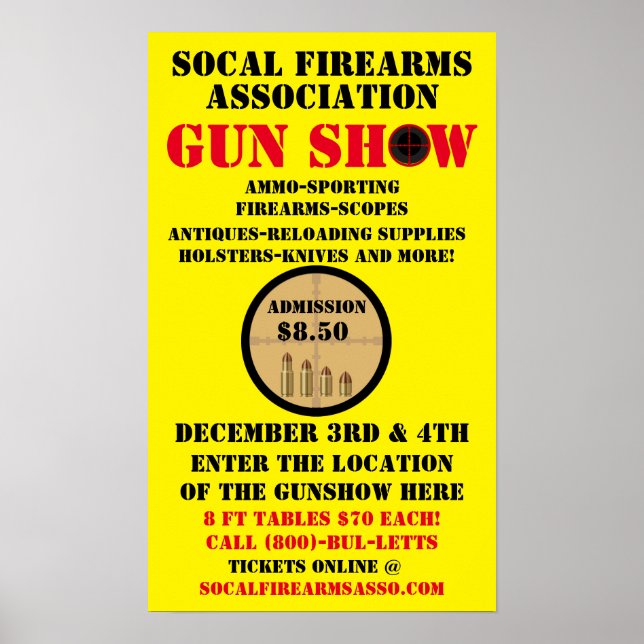 Anpassa detaljinformation om generisk Gun Show-hän Poster (Framsidan)