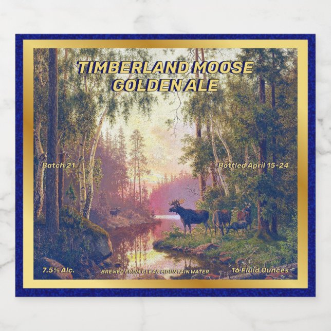 Anpassa detaljinformation om Vild Forest Moose Hom Ölflaska Etikett (Singel etikett)