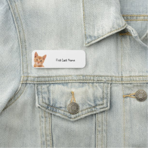 Anpassa detta husdjur i Cute Orange Tabby katt Namnbricka