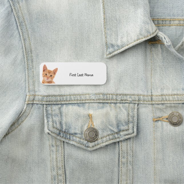Anpassa detta husdjur i Cute Orange Tabby katt Namnbricka (På plats)
