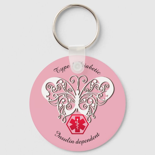 Anpassa diabetesvarningstyp 1 eller 2 nyckelring (Framsida)