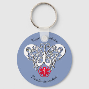 Anpassa diabetesvarningstyp 1 eller 2 nyckelring