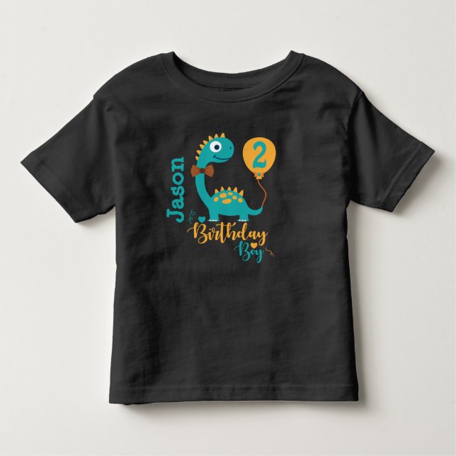 Anpassa din ålderdomliga Dino Birthday Boy T Shirt (Framsida)