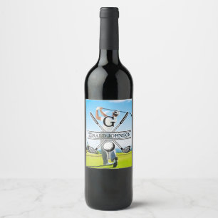 Anpassa Din Bild Golf Monogram Design Vinflaska Etikett