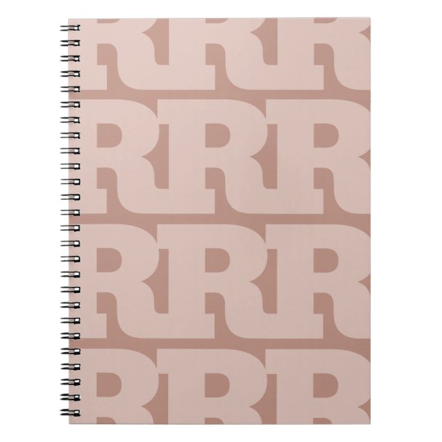Anpassa din bokstav, fet monogram mönster rosé anteckningsbok (Framsidan)