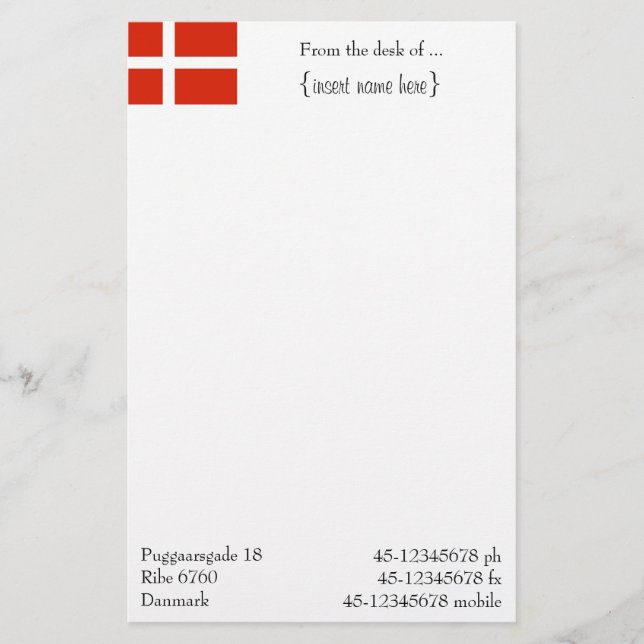 Anpassa din Dannebrog! Brevpapper (Framsida)