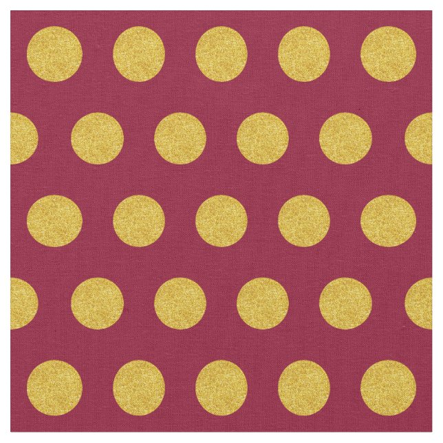 Anpassa din egen guld polka dots mönster i rött tyg (Närbild)