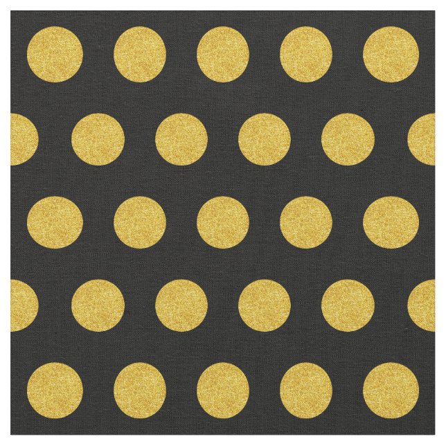 Anpassa din egen guld-polka-mönster i svart tyg (Närbild)
