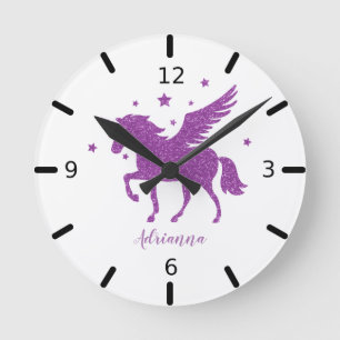 Anpassa din egen Lila Unicorn Rund Klocka