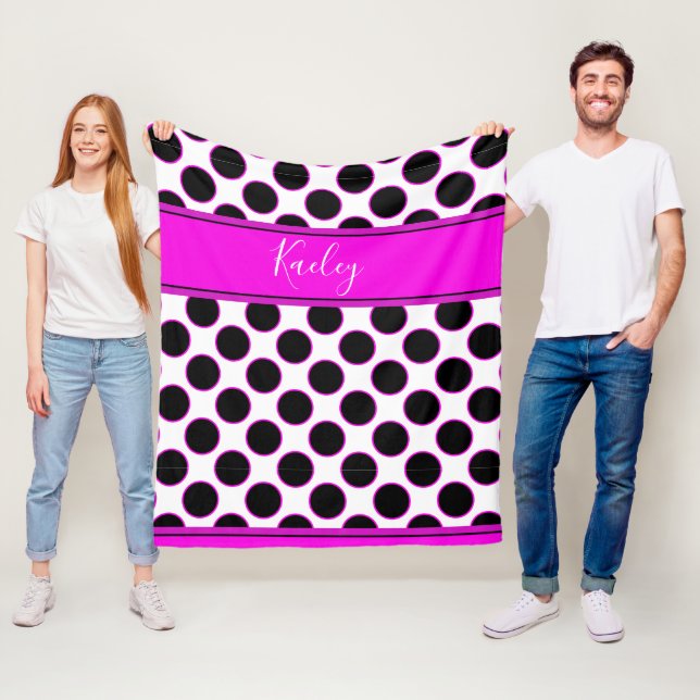 Anpassa din egen - Rosa- och polka-punktsdesign Fleecefilt (På plats)